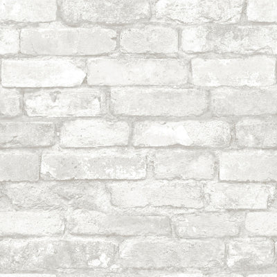 Grey and White Brick Peel & Stick Wallpaper