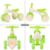 Baby Balance Bike No Pedal Bicycle Children Walker 4 Wheels w/ Sound & Storage